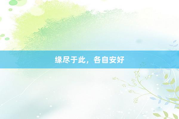 缘尽于此，各自安好